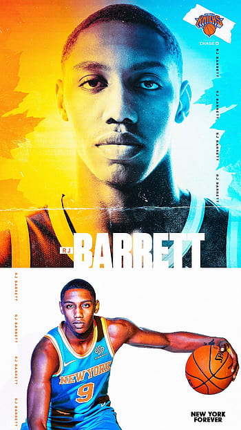 RJ Barrett, grunge art, New York Knicks, NBA, basketball, Rowan