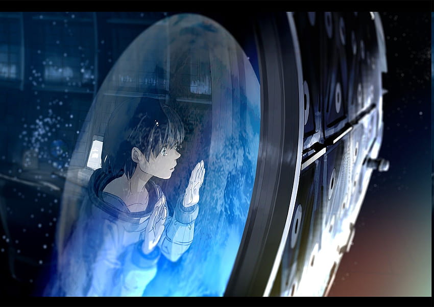 anime, paisaje, ojos verdes, Kurono Kuro, espacio, nave espacial, corto, tierra espacio anime fondo de pantalla