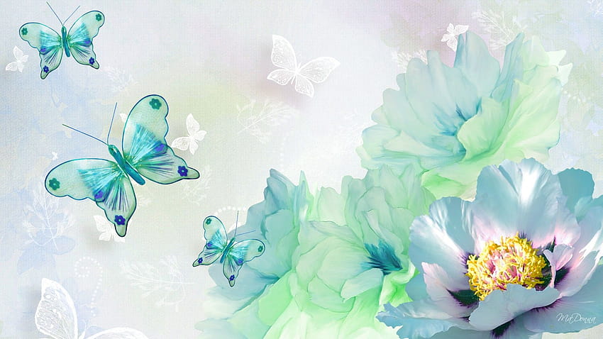 Butterflies and Flower, pastel butterfly HD wallpaper