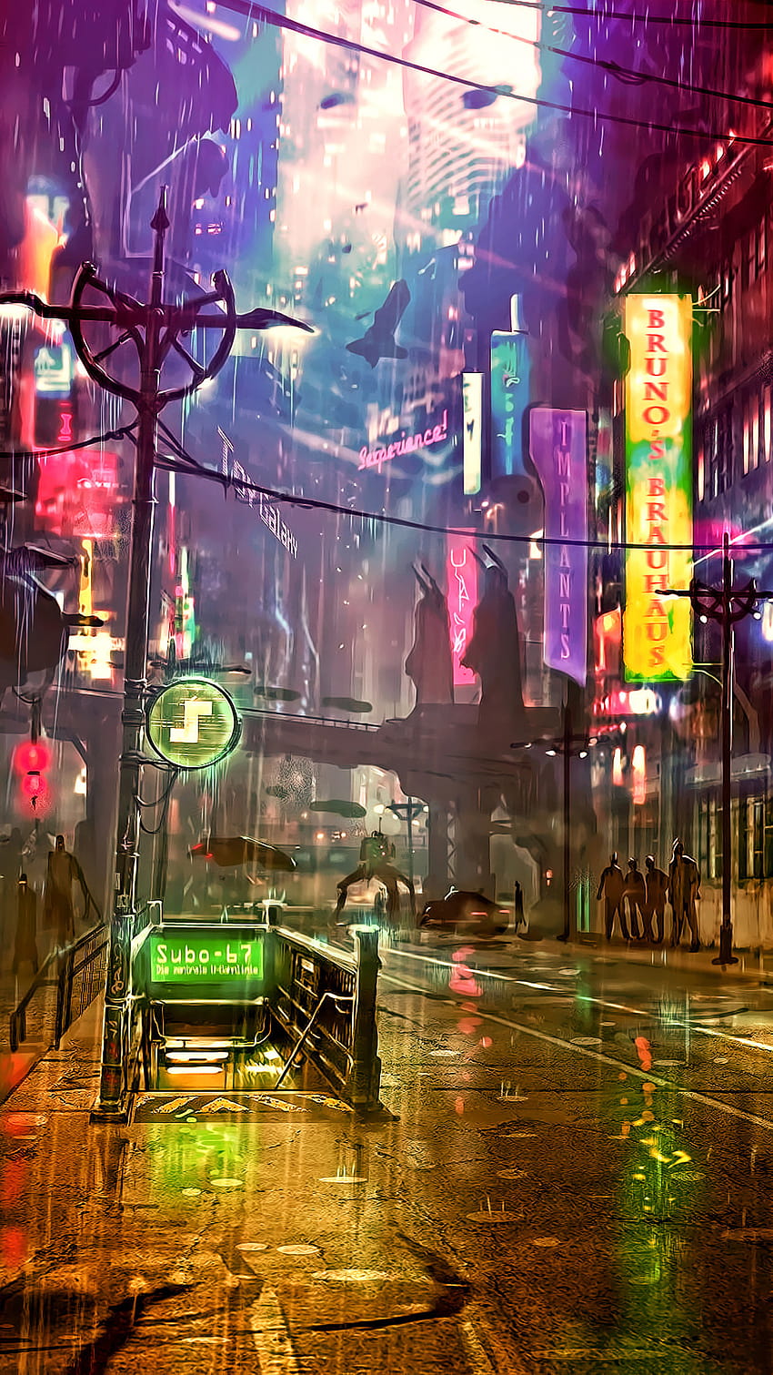 1080x1920 Ville futuriste Cyberpunk Neon Street Art numérique Iphone 7,6s,6 Plus, Pixel xl, One Plus 3,3t,5, Arrière-plans et téléphone pixel art Fond d'écran de téléphone HD