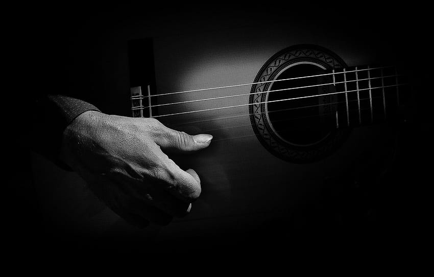 kegelapan, gitar, tangan, senar, pemain , bagian музыка, pemain gitar Wallpaper HD