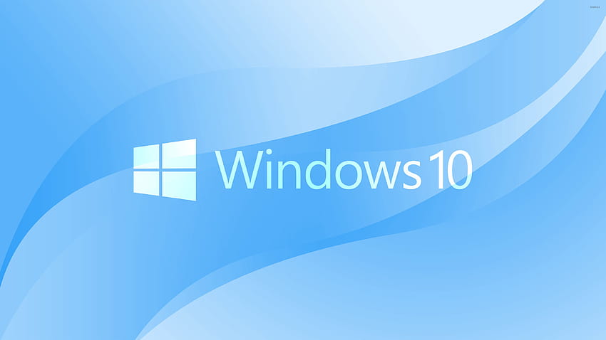 밝은 파란색, Windows 10 표시등에 Windows 10 흰색 텍스트 로고 HD 월페이퍼