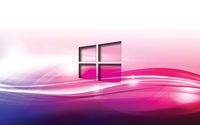 Windows 10 transparent logo on purple waves HD wallpaper