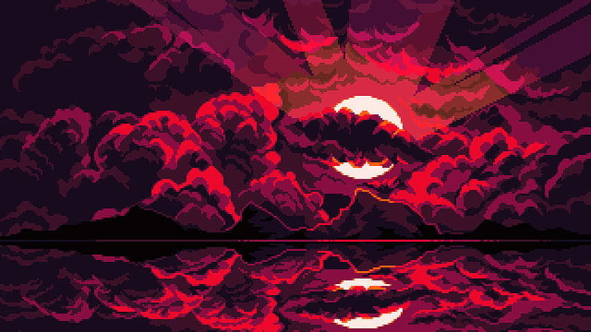 Bulan Darah [1920x1080], seni piksel Wallpaper HD