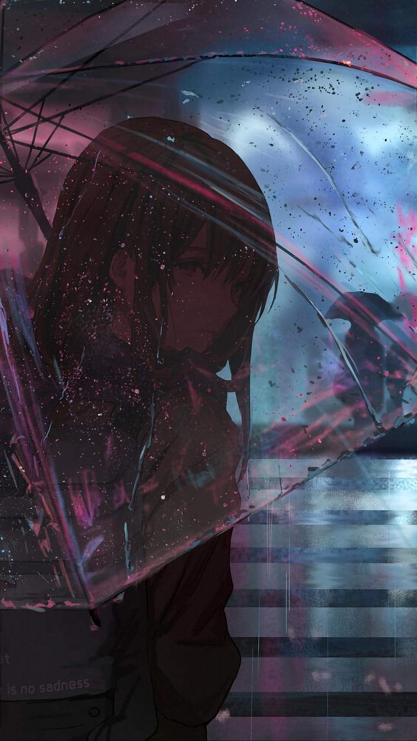 Anime garota triste na ilustração da chuva