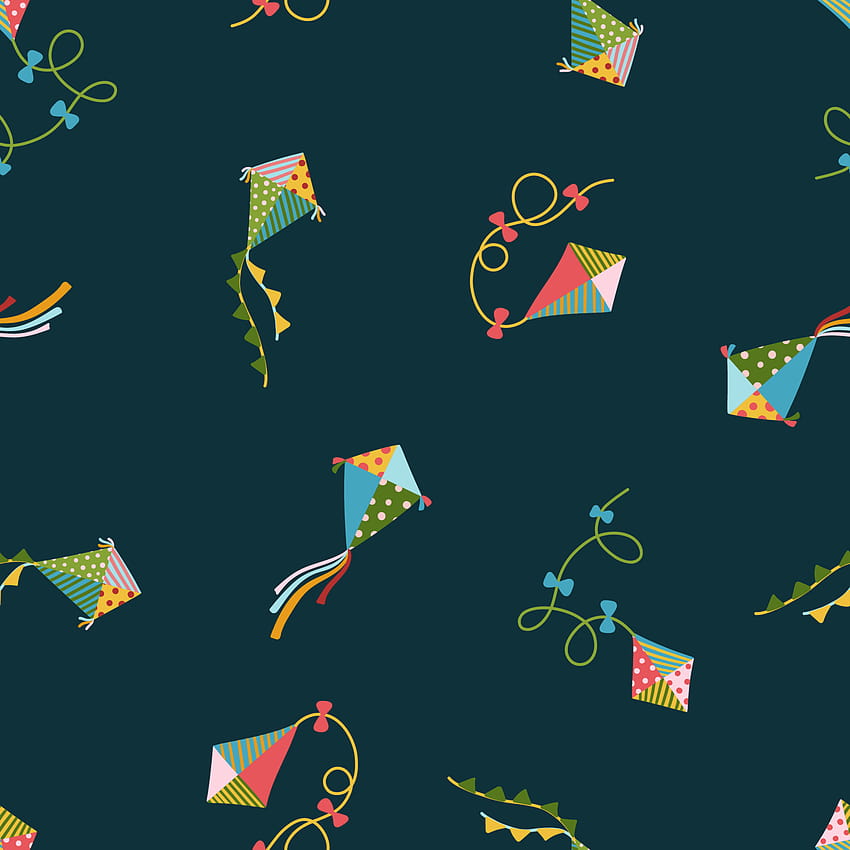 Flying kites seamless vector pattern. Summer children's endless backgrounds for baby clothes, bedding, scrapbooking. Flat, cartoon texture. 5015891 Vector Art at Vecteezy HD phone wallpaper
