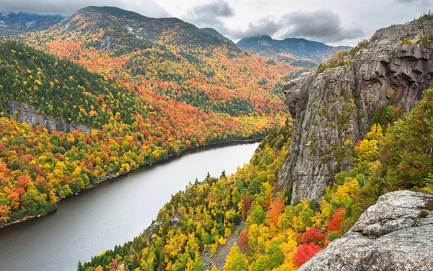 Montagne Adirondack, autunno, foresta, USA, punti di riferimento americani, America con risoluzione 3840x2400. Alta qualità, autunno america Sfondo HD