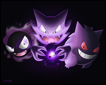 Gengar, pokemon, dark, ghost, fantasma smile, sonriente, neon, HD