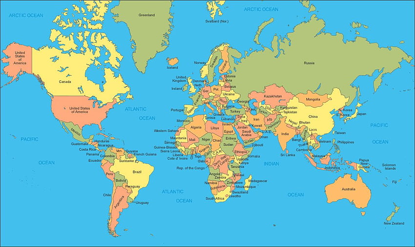 印刷可能な世界地図、PNG、PDF、2021 年世界地図 高画質の壁紙
