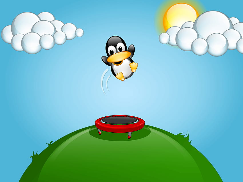 Trampoline Tux Revisited HD wallpaper