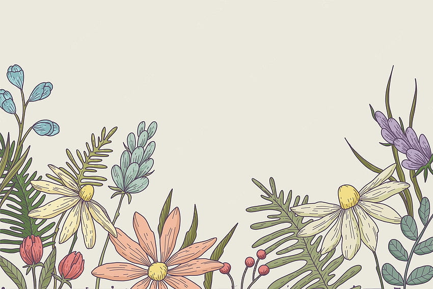 Handgezeichnete Blumenhintergründe, Vektoren und Illustrationen für gezeichnete Blumen HD-Hintergrundbild