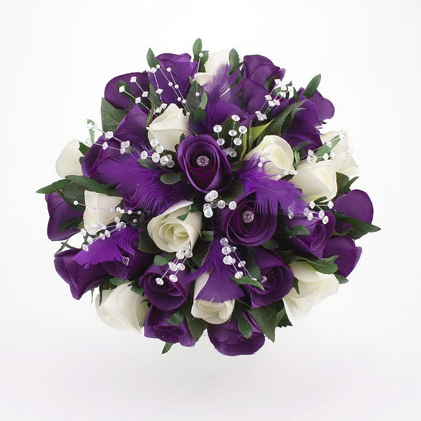 Dark Purple And White Rose Wedding Flowers, ivory rose HD phone wallpaper