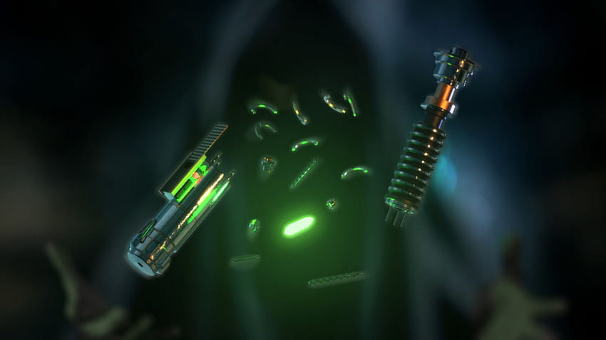 Luke Skywalker grünes Lichtschwert HD-Hintergrundbild