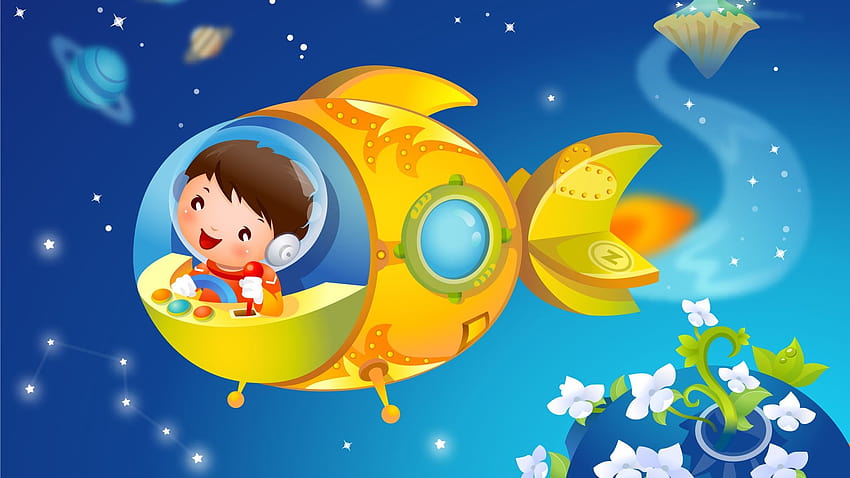 Cartoon Boy in Yellow Spaceship CARTOON [1920x1200] for your , Mobile & Tablet HD wallpaper