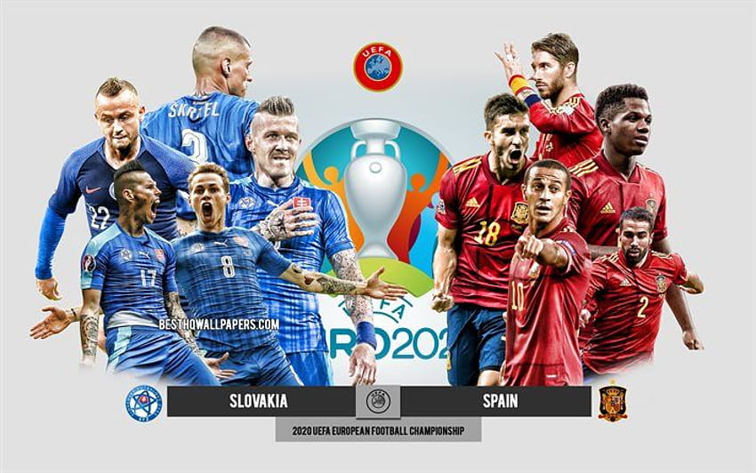 Slovakia vs Spain, UEFA Euro 2020, Preview, promotional materials, football players, Euro 2020, football match, Slovakia national football team, Spain national football team . HD wallpaper