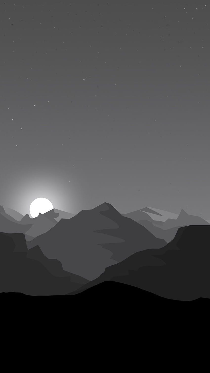 Grauer Sonnenuntergang, minimales Grau HD-Handy-Hintergrundbild