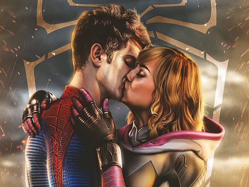 1024x768 Spiderman and Gwen Stacy Kissing 1024x768 ความละเอียด , พื้นหลัง, และ, peter parker และ gwen stacy วอลล์เปเปอร์ HD
