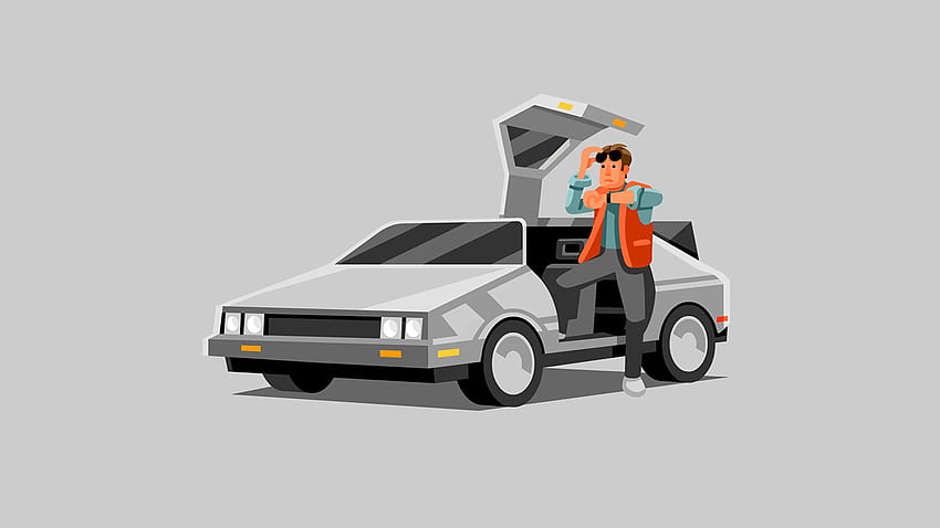 DeLorean Back To The Future Movies Time Machine Marty McFly Artwork Car Vehicle Simple Movie Vehicle HD wallpaper