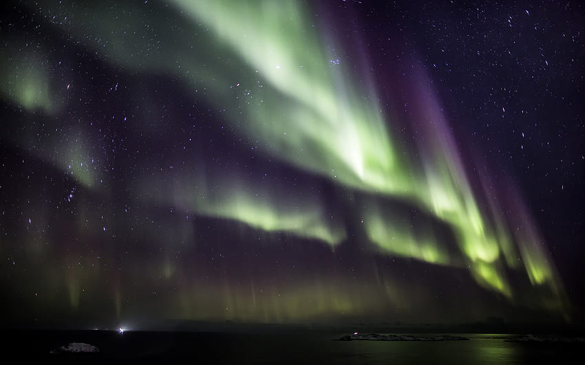 Aurora Borealis Northern Lights Night Green Stars sky, aurora sky HD wallpaper