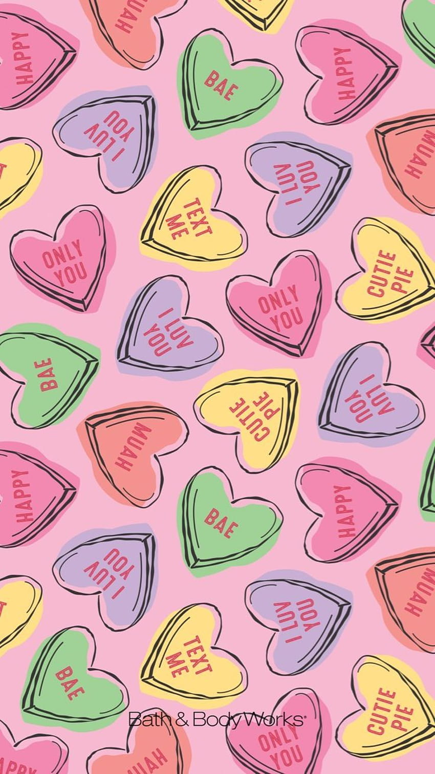 Свети Валентин iPhone бонбони сърца, естетични валентинки iphone HD тапет за телефон