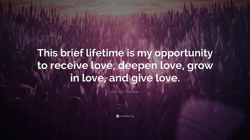 Henri J.M. Nouwen Quote: “This brief lifetime is my opportunity to receive love, deepen love, grow HD wallpaper