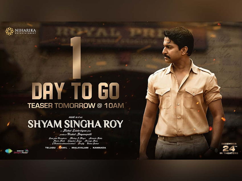 Just one day for Madness of Shyam Singha Roy persona : Teaser tomorrow, shyam singh roy movie HD wallpaper