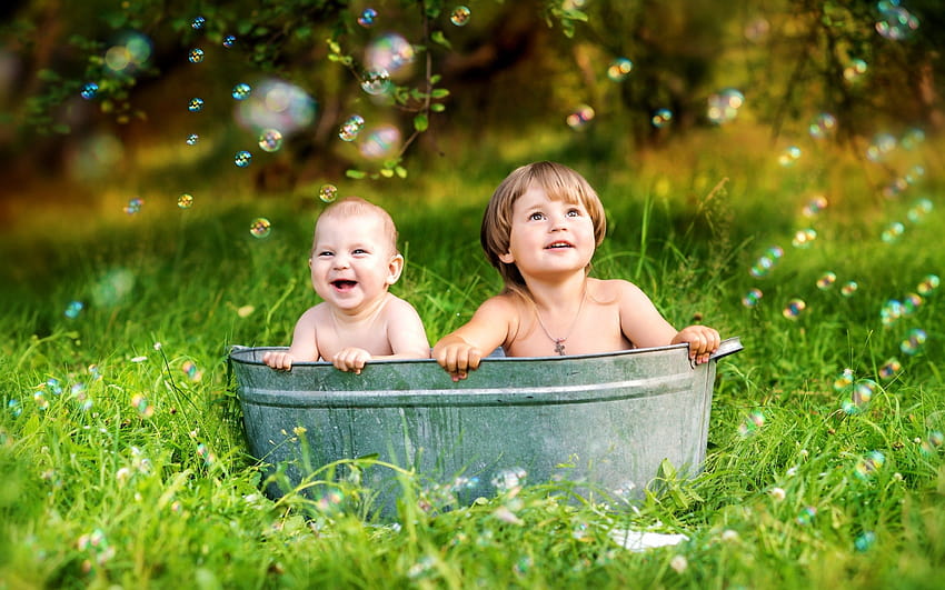 Cute kids, Bath time, Bubbles, Meadow, , Cute / Editor's Picks HD wallpaper