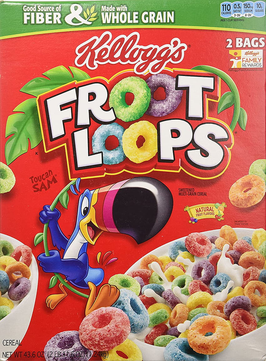 Kellogg's Froot Loops Cereal 43.6 Total Ons Nilai Dua Kantung Kotak: Fruit Loops wallpaper ponsel HD