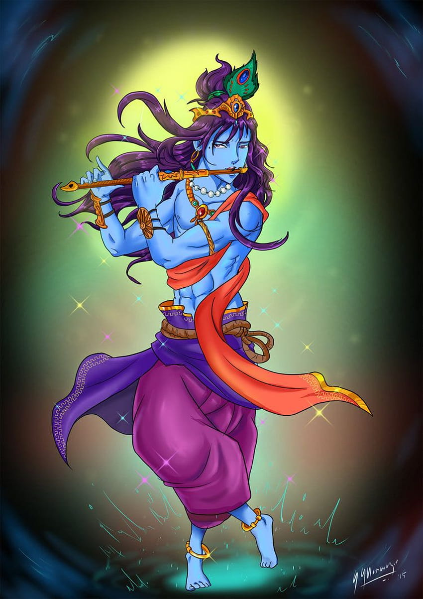lord krishna animated HD phone wallpaper