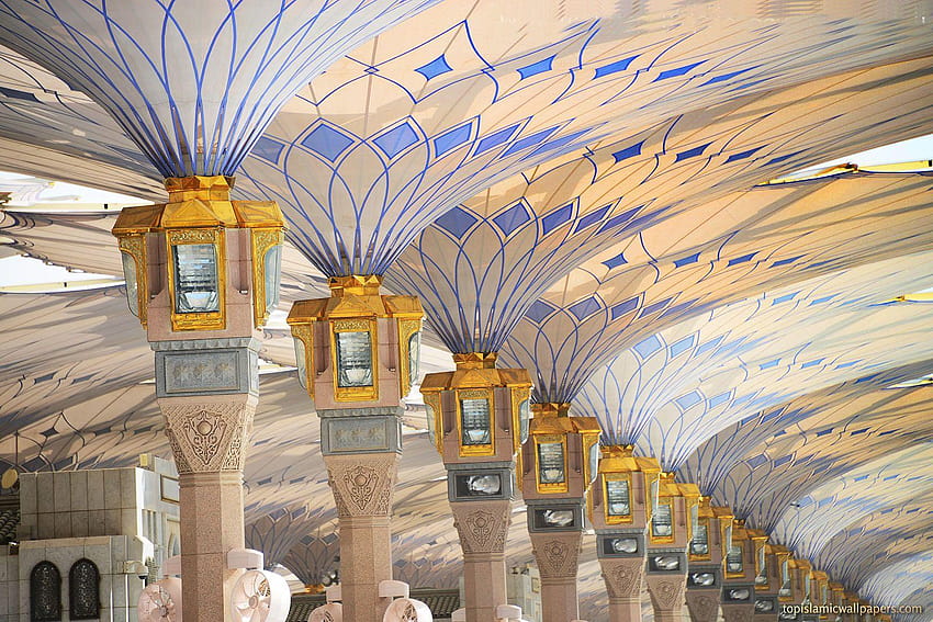 beautiful_Masjid_nabawi_moque_medina_umbrella__ :, マスジド ナバウィ 高画質の壁紙