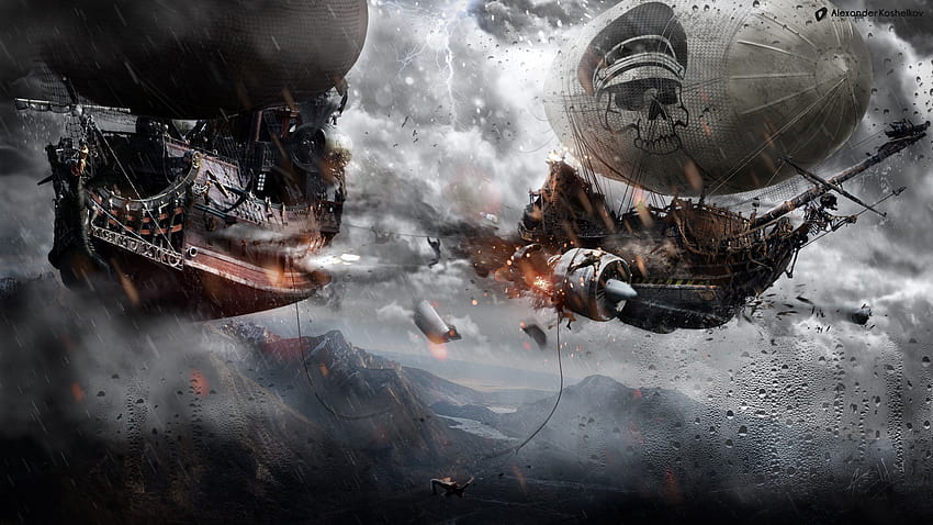 war, pirates, Doom, boats, battles, airship, action, space pirates HD wallpaper