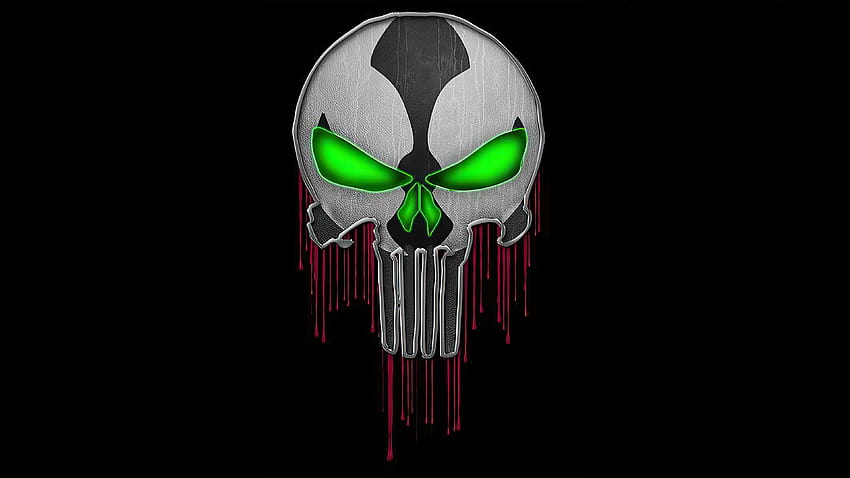 Spawn , Skull, Punisher, Black background, Graphics CGI, skeleton art amoled Wallpaper HD