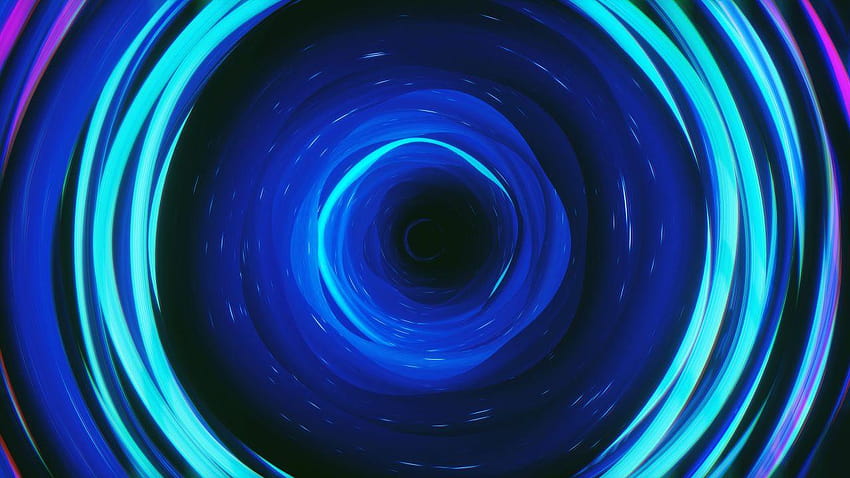 Cercles, Néon, Vagues, Coloré, Bleu, Ocean blue, neon waves Fond d'écran HD