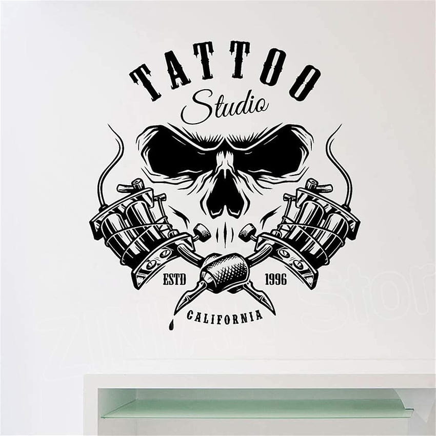 Art Salon Tattoo Studio ตกแต่งห้อง Self Adhesive Tattoo Shop โปสเตอร์โลโก้ Wall Decals Decor สติกเกอร์ไวนิล IR2225 วอลล์เปเปอร์โทรศัพท์ HD