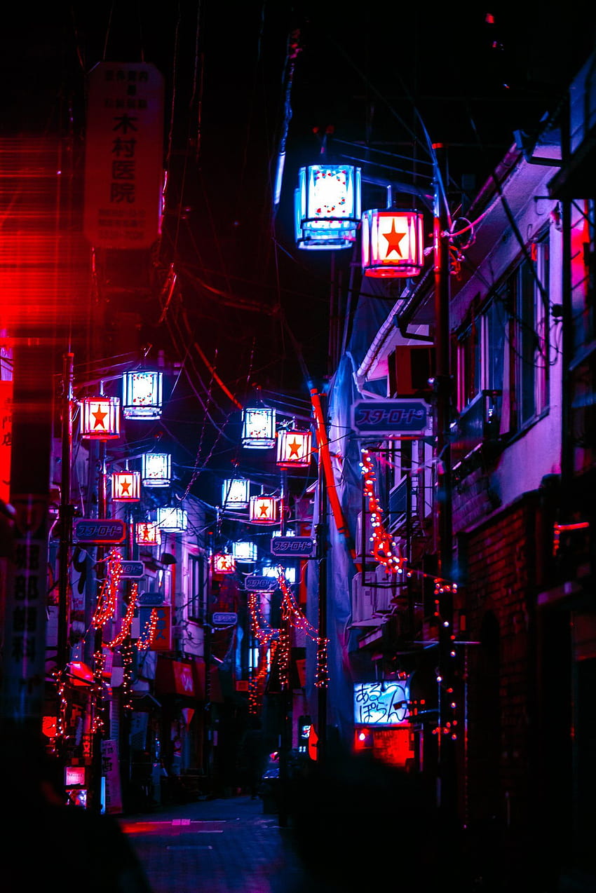 Cyberpunk Tokyo, neon japon animesi HD telefon duvar kağıdı