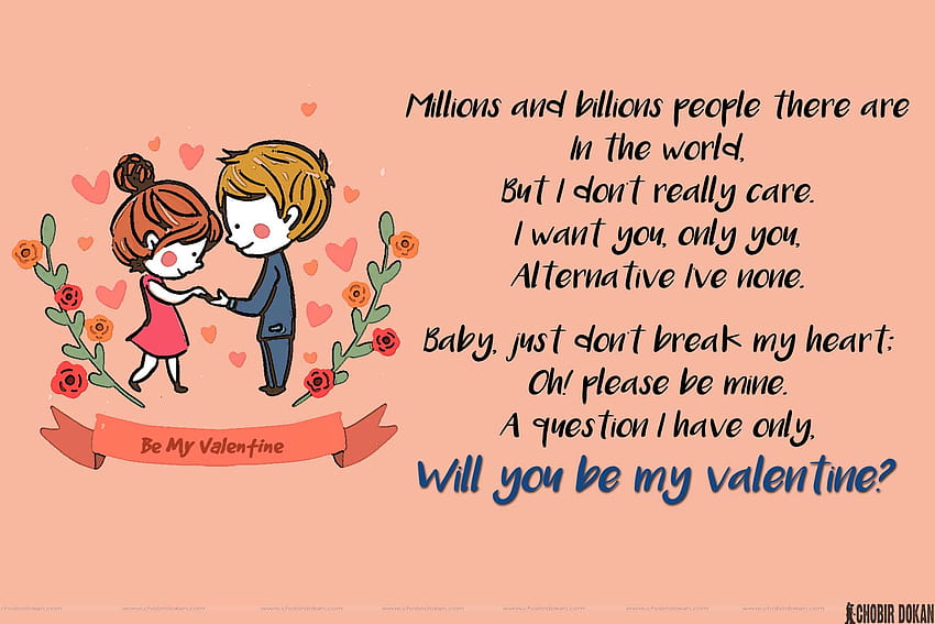 Will You Be My Valentine Poems For Him/Her with, will u be my valentines HD wallpaper