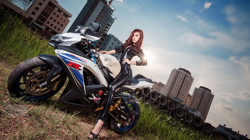 Jumpsuit asian latex Suzuki motorcycle, suzuki bikes HD wallpaper