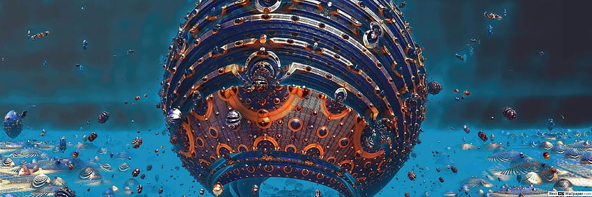 esfera de fractais 3D, esfera tridimensional papel de parede HD