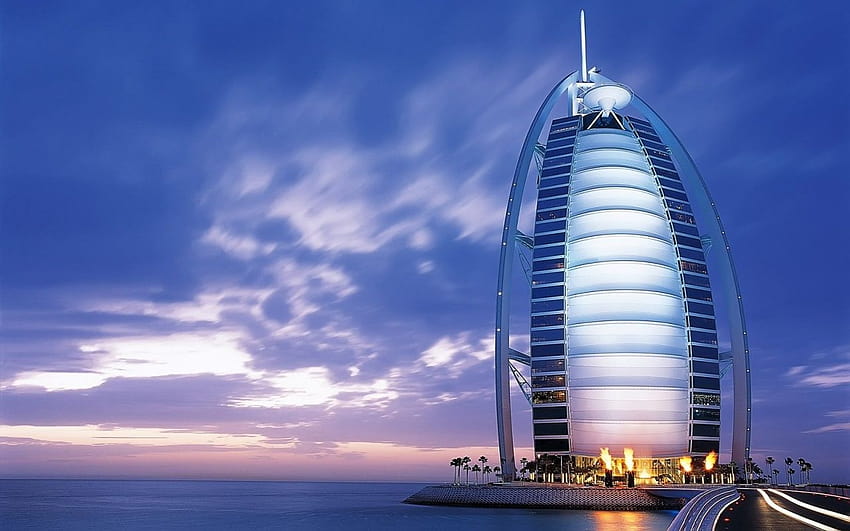 Lugares mundialmente famosos : Burj Al Arab Hotel, Dubai, Emirados Árabes Unidos papel de parede HD