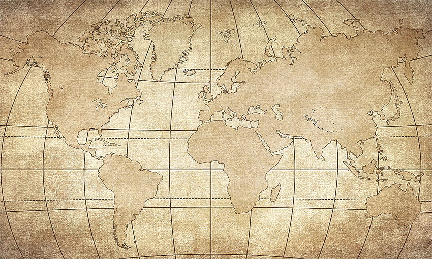 Стенопис със стара ретро карта на света HD тапет
