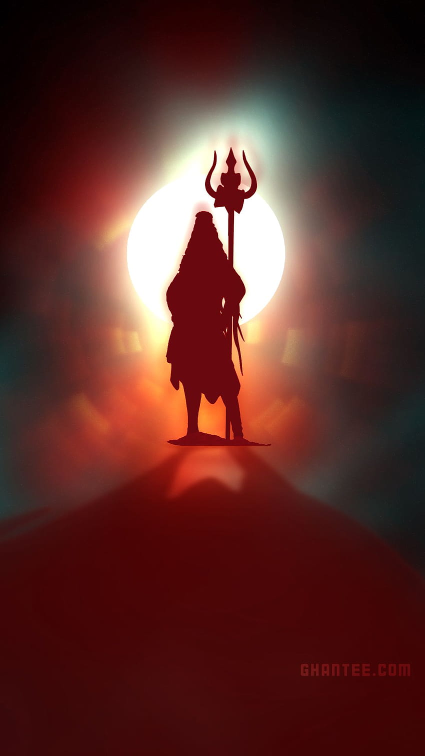 Lord Shiva leuchtendes Silhouettentelefon, Shiva minimalistisch HD-Handy-Hintergrundbild