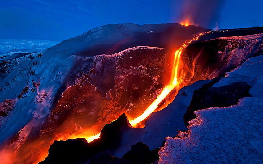 lava, vulcano, lava flow :: HD wallpaper