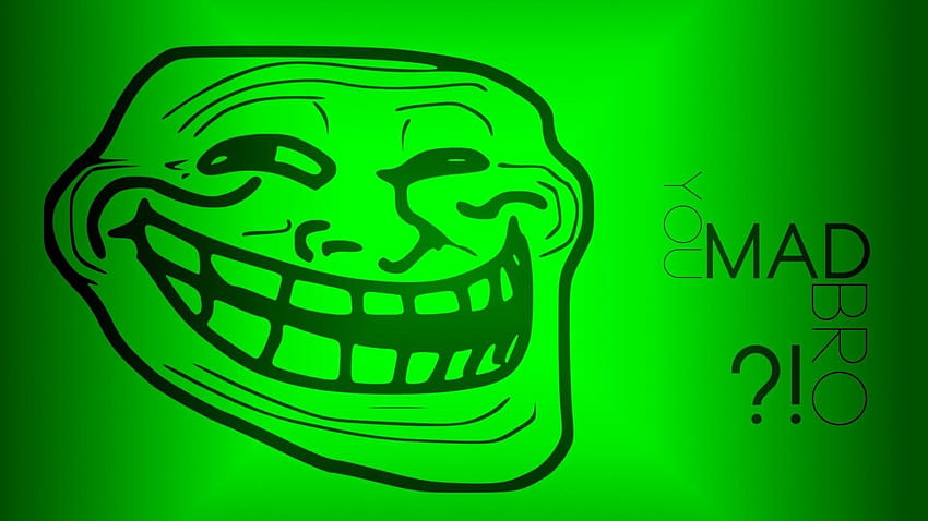 Internet divertente trollface verde, faccia da troll Sfondo HD
