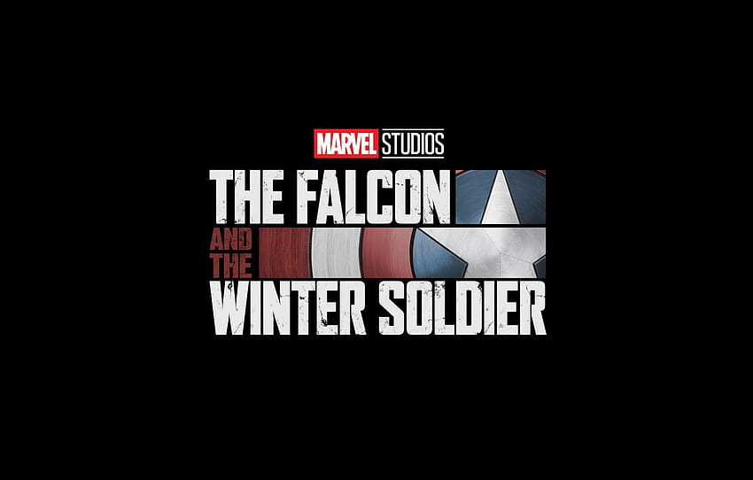 logo, minimalism, Marvel, Falcon, comics, film, superhero, black background, TV series, simple background, Winter Soldier, Bucky Barnes, Sam Wilson, official poster, Marvel Studios, The Falcon and the Winter Soldier for, marvel film series HD wallpaper