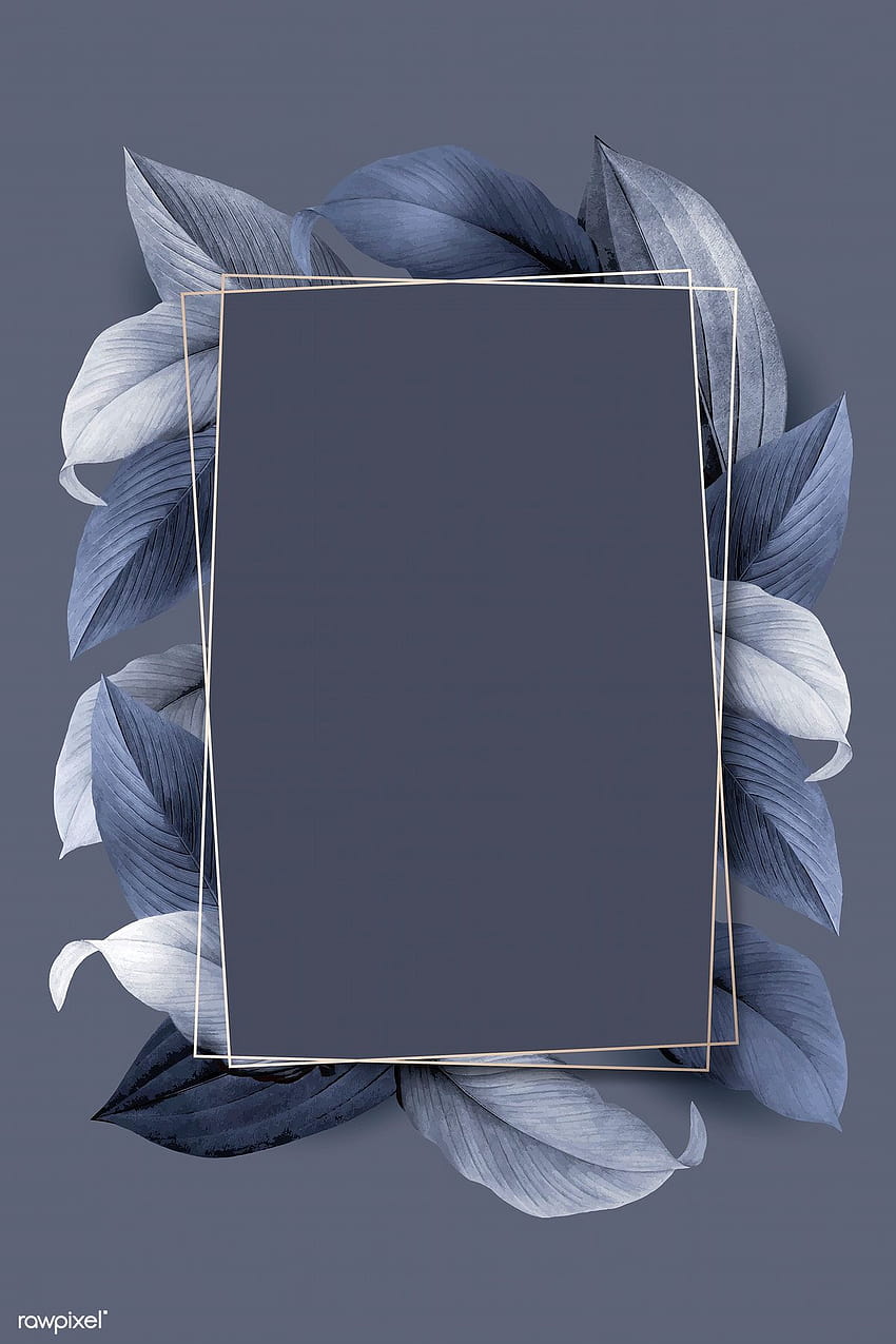 vetor premium de moldura de folhagem retangular em cinza azulado Papel de parede de celular HD