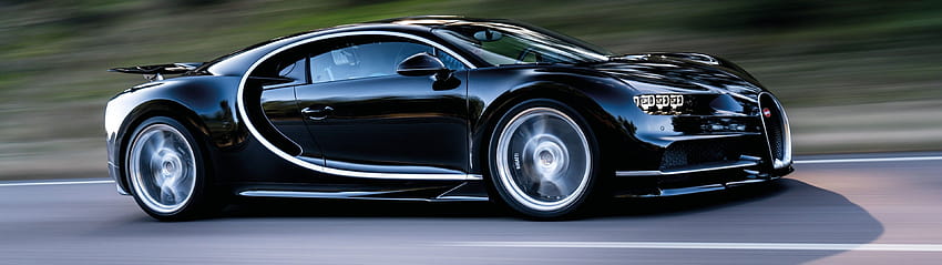 3840x1080 Bugatti Chiron, Negro, Vista lateral, Carretera, Supercar, Coches, 3840x1080 coche fondo de pantalla