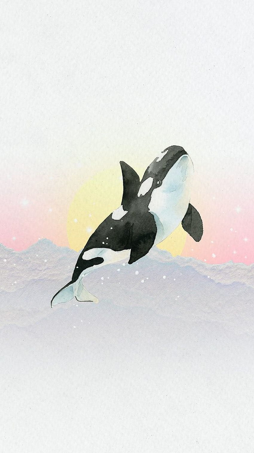 premium illustration of Watercolor painted marine life phone, watercolour animal HD phone wallpaper