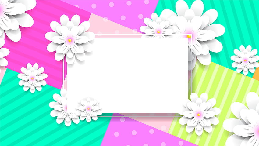 Metin Kutusu Vektörlü Renkli Kağıt Çiçekler HD duvar kağıdı