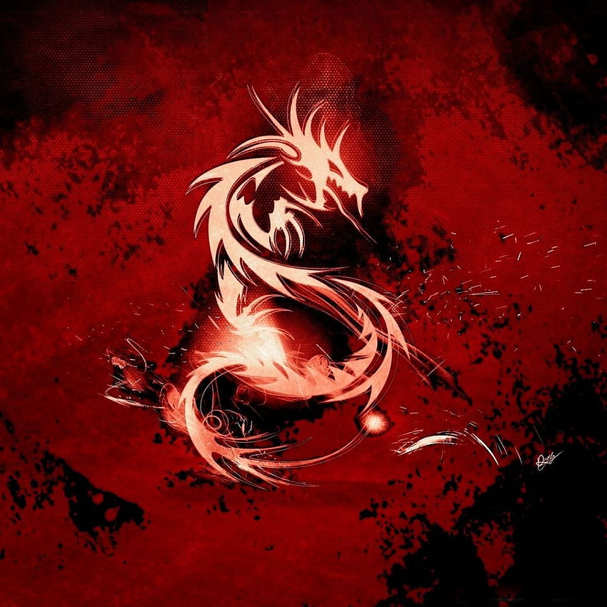 Blood Red Dragon iPad, red dragon aesthetic HD phone wallpaper
