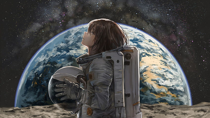 Space Astronaut Anime Girl Earth 3840x2160, anime earth HD wallpaper